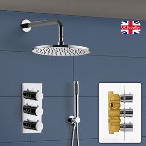 NES Home CALLA ROUND CONCEALED 2 WAY 3 DIAL THERMOSTATIC VALVE SHOWER HEAD AND HANDSET NES Home CALLA ROUND CONCEALED 2 WAY 3 DIAL THERMOSTATIC VALVE SHOWER HEAD AND HANDSET