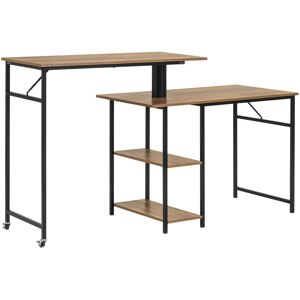 SoBuy Industrial Computer Desk with 2 Desktops & Shelves, Brown SoBuy Industrial Computer Desk with 2 Desktops & Shelves, Brown