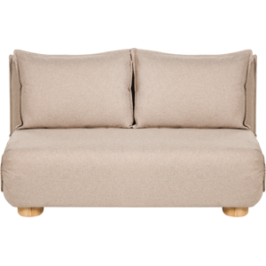 Beliani Sofa Bed 2 Seater ABISKO Faux Linen Beige Beliani Sofa Bed 2 Seater ABISKO Faux Linen Beige
