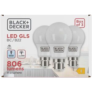 Black & Decker GLS 7.3W 806lm B22 (BC) 6500K (Daylight) 3pk Black & Decker GLS 7.3W 806lm B22 (BC) 6500K (Daylight) 3pk
