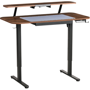 Beliani Electric Adjustable Standing Desk WILBANKS Brown/ Black 120 cm 60 cm with USB Po Beliani Electric Adjustable Standing Desk WILBANKS Brown/ Black 120 cm 60 cm with USB Po