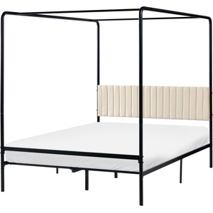 Beliani Four Poster Bed Metal MIRABEAU 140 x 200 cm (EU Double) Black Beliani Four Poster Bed Metal MIRABEAU 140 x 200 cm (EU Double) Black
