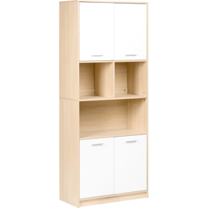 Beliani 4 Door Bookcase ZEHNA Light Brown/ White Beliani 4 Door Bookcase ZEHNA Light Brown/ White