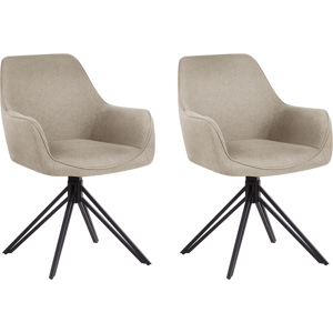 Beliani Set of 2 Dining Chairs Swivel JODAR Taupe Beliani Set of 2 Dining Chairs Swivel JODAR Taupe
