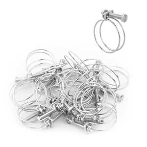 (Pack of 20) KCT 36-40mm Double Wire Adjustable Hose Clips Pipe Screw Clamps (Pack of 20) KCT 36-40mm Double Wire Adjustable Hose Clips Pipe Screw Clamps