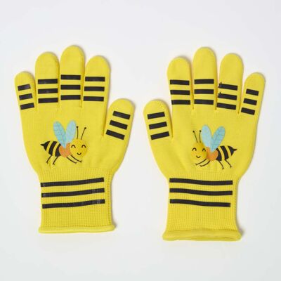 Homescapes Children's Gardening Gloves with Yellow Bee Design Homescapes Children's Gardening Gloves with Yellow Bee Design