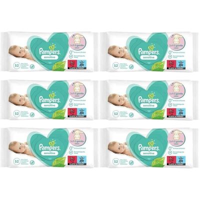 Pampers Sensitive 81687204 Baby Wet Wipes 52 pc(s) (Wet Baby Wipe, Plastic Bag, Pampers Sensitive 81687204 Baby Wet Wipes 52 pc(s) (Wet Baby Wipe, Plastic Bag,
