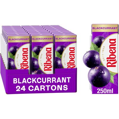 Ribena Blackcurrant Juice Drink Cartons - Multipack 24x250ml Real Fruit Rich Ribena Blackcurrant Juice Drink Cartons - Multipack 24x250ml Real Fruit Rich