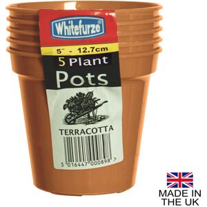 Whitefurze (5" Pot (Pack of 5)) Terracotta Colour Plastic Plant Flower Pots or Saucers - Va Whitefurze (5" Pot (Pack of 5)) Terracotta Colour Plastic Plant Flower Pots or Saucers - Va