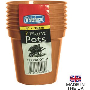 Whitefurze (4" Pot (Pack of 7)) Terracotta Colour Plastic Plant Flower Pots or Saucers - Va Whitefurze (4" Pot (Pack of 7)) Terracotta Colour Plastic Plant Flower Pots or Saucers - Va