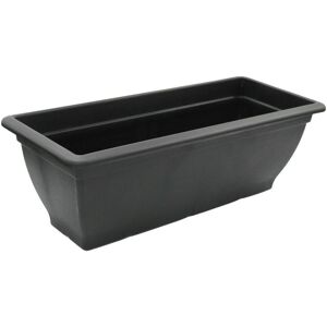 Strata (1) 60cm Long Indoor/Outdoor Flower Pot, Black Plastic Planting Trough Strata (1) 60cm Long Indoor/Outdoor Flower Pot, Black Plastic Planting Trough