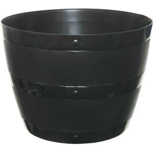 Whitefurze Large Black Plastic Barrel Flower Planter Pot Garden Plant Tub Container UK Made Whitefurze Large Black Plastic Barrel Flower Planter Pot Garden Plant Tub Container UK Made
