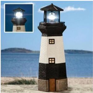 Unbranded (Black & White) Solar Powered Lighthouse LED Rptating Outdoor Garden Light House Unbranded (Black & White) Solar Powered Lighthouse LED Rptating Outdoor Garden Light House