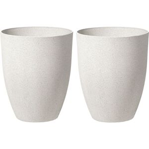 Beliani Set of 2 Plant Pots 43 x 43 x 52 cm Off-White CROTON Beliani Set of 2 Plant Pots 43 x 43 x 52 cm Off-White CROTON