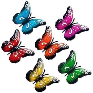 Tsilin 6 Pcs Metal Butterfly Wall Decor Wall Art Hanging Ornament Sculpture Garden 3D B Tsilin 6 Pcs Metal Butterfly Wall Decor Wall Art Hanging Ornament Sculpture Garden 3D B