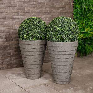 CHARLES BENTLEY Pair of Tall, Trojan, Round, Charcoal, Planters, Plastic, Plant CHARLES BENTLEY Pair of Tall, Trojan, Round, Charcoal, Planters, Plastic, Plant
