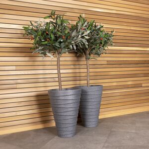 Charles Bentley Pair of Trojan Round Granite Planters (Dia. 33cm) Grey Plastic P Charles Bentley Pair of Trojan Round Granite Planters (Dia. 33cm) Grey Plastic P