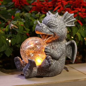 SKESRJTOP (Dragon) New solar LED Light Resin Dragon Statue, Garden Dragon Sculpture with M SKESRJTOP (Dragon) New solar LED Light Resin Dragon Statue, Garden Dragon Sculpture with M