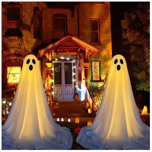 Hearttwo 2 Pcs Spooky Ghost Standing With Light Strings Halloween Decoration Hearttwo 2 Pcs Spooky Ghost Standing With Light Strings Halloween Decoration