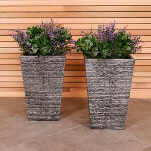 CHARLES BENTLEY Pair of Tall, Slate, Planters, Grey, Plastic, Plant Pots, Outdoo CHARLES BENTLEY Pair of Tall, Slate, Planters, Grey, Plastic, Plant Pots, Outdoo