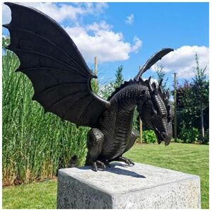 FLEMYE Garden Dragon Statue Fountain - Bronze Resin Dragon Ornament, 35x30x23 cm, Weath FLEMYE Garden Dragon Statue Fountain - Bronze Resin Dragon Ornament, 35x30x23 cm, Weath