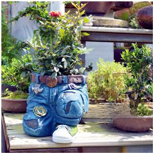 BGHONE (Jeans Flower Pot (kneeling)) Whimsical Denim-Look Resin Garden Jeans Planter - BGHONE (Jeans Flower Pot (kneeling)) Whimsical Denim-Look Resin Garden Jeans Planter -