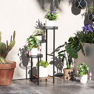 Outsunny 4 Tiered Plant Pot Stand, Metal Plant Shelf for Living Room Outsunny 4 Tiered Plant Pot Stand, Metal Plant Shelf for Living Room
