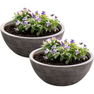 Strata 2 Grey Round Bowl Planter Amalfi Stone Effect Decorative 39.5 x 17cm Strata 2 Grey Round Bowl Planter Amalfi Stone Effect Decorative 39.5 x 17cm