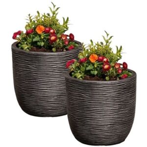Strata 2 Small Grey Round Planters Amalfi Stone Effect Pot 35cm x 34cm Strata 2 Small Grey Round Planters Amalfi Stone Effect Pot 35cm x 34cm