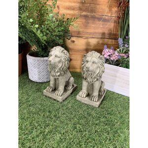 J and L Stone Ornaments STONE GARDEN PAIR OF SMALL PROUD LION ORNAMENTS J and L Stone Ornaments STONE GARDEN PAIR OF SMALL PROUD LION ORNAMENTS