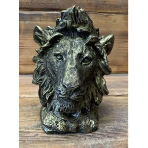J and L Stone Ornaments STONE GARDEN DETAILED LION HEAD BRONZED GOLD DETAILED GIFT ORNAMENT J and L Stone Ornaments STONE GARDEN DETAILED LION HEAD BRONZED GOLD DETAILED GIFT ORNAMENT
