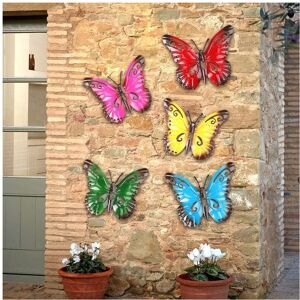 yao96266 5PCS Metal Butterfly Wall Decoration Garden Outdoor Colorful Wall Art Hanging Bu yao96266 5PCS Metal Butterfly Wall Decoration Garden Outdoor Colorful Wall Art Hanging Bu