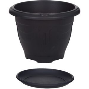 Whitefurze 24cm Planter Saucer Set Round Venetian Black Flower Plant Garden Indoor Outdoor Whitefurze 24cm Planter Saucer Set Round Venetian Black Flower Plant Garden Indoor Outdoor