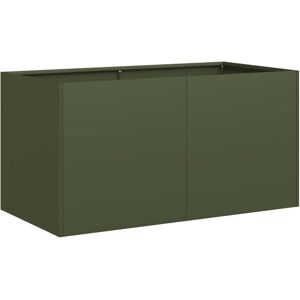 vidaXL Olive Green Steel Plant Pot 80x40x40 cm - Planter vidaXL Olive Green Steel Plant Pot 80x40x40 cm - Planter