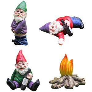 Unbranded (Suit-4pcs) 4pcs Naughty Miniature Gnome Statue Dwarf Garden Funny Ornament Deco Unbranded (Suit-4pcs) 4pcs Naughty Miniature Gnome Statue Dwarf Garden Funny Ornament Deco