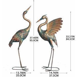 BGHONE (Copper) 2pcs Metal Crane Statue, Garden Decoration, Garden Iron Heron Statue, Y BGHONE (Copper) 2pcs Metal Crane Statue, Garden Decoration, Garden Iron Heron Statue, Y