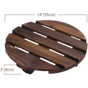 GreenZech (L) Round Wooden Plant Caddy Potted Plant Stand Flower Pot Holder GreenZech (L) Round Wooden Plant Caddy Potted Plant Stand Flower Pot Holder