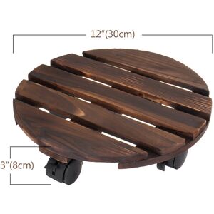 GreenZech (S) Round Wooden Plant Caddy Potted Plant Stand Flower Pot Holder GreenZech (S) Round Wooden Plant Caddy Potted Plant Stand Flower Pot Holder