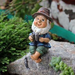 Unbranded Garden Gnome Fishing Figure, Weatherproof Resin Pond Decoration, Funny Outdoor G Unbranded Garden Gnome Fishing Figure, Weatherproof Resin Pond Decoration, Funny Outdoor G