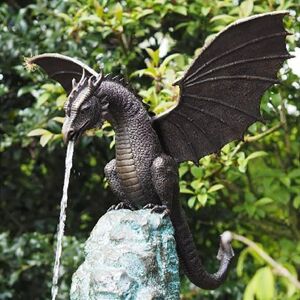 Unbranded Garden Statues Ornaments, Large Patinated Bronze Dragon Sculpture, Gothic Yard A Unbranded Garden Statues Ornaments, Large Patinated Bronze Dragon Sculpture, Gothic Yard A
