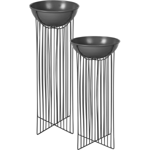Beliani Set of 2 Elevated Plant Pots FICARIA Metal 22 cm Black Beliani Set of 2 Elevated Plant Pots FICARIA Metal 22 cm Black