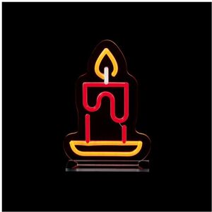 Premier - Candle Design Table Top Lit Neon Sign - 25cm Premier - Candle Design Table Top Lit Neon Sign - 25cm