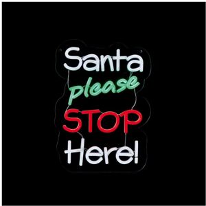Premier - Santa Please Stop Here Hanging Lit Sign - 35cm Premier - Santa Please Stop Here Hanging Lit Sign - 35cm