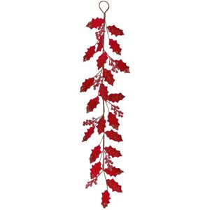 Premier - Red Holly & Berry Velvet Garland - 1.2m Premier - Red Holly & Berry Velvet Garland - 1.2m