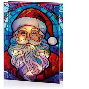 Premier - Battery Operated Lit Glass Santa Table Top 50 Warm White LEDs - 21x28 Premier - Battery Operated Lit Glass Santa Table Top 50 Warm White LEDs - 21x28