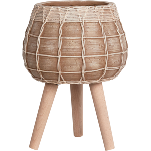 Beliani Elevated Plant Pot DARMERA 30 cm Light Brown Beliani Elevated Plant Pot DARMERA 30 cm Light Brown