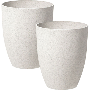 Beliani Set of 2 Plant Pots CROTON 43 cm Off-White Beliani Set of 2 Plant Pots CROTON 43 cm Off-White