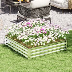 Outsunny Raised Garden Bed Metal Patio Backyard Flower Planter, Silver Tone Outsunny Raised Garden Bed Metal Patio Backyard Flower Planter, Silver Tone