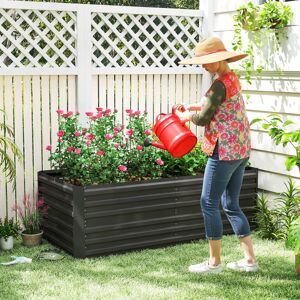 Outsunny Galvanised Steel Outdoor Raised Bed w/ Reinforced Rods, Black Outsunny Galvanised Steel Outdoor Raised Bed w/ Reinforced Rods, Black