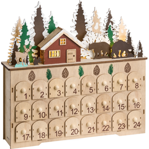 Beliani Christmas Decoration LED HELIN Advent Calendar 33 cm Light Brown Beliani Christmas Decoration LED HELIN Advent Calendar 33 cm Light Brown